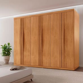 Guarda Roupa Casal Rommeo mdf 6pts 6gvts Moderna Mobília Naturalle