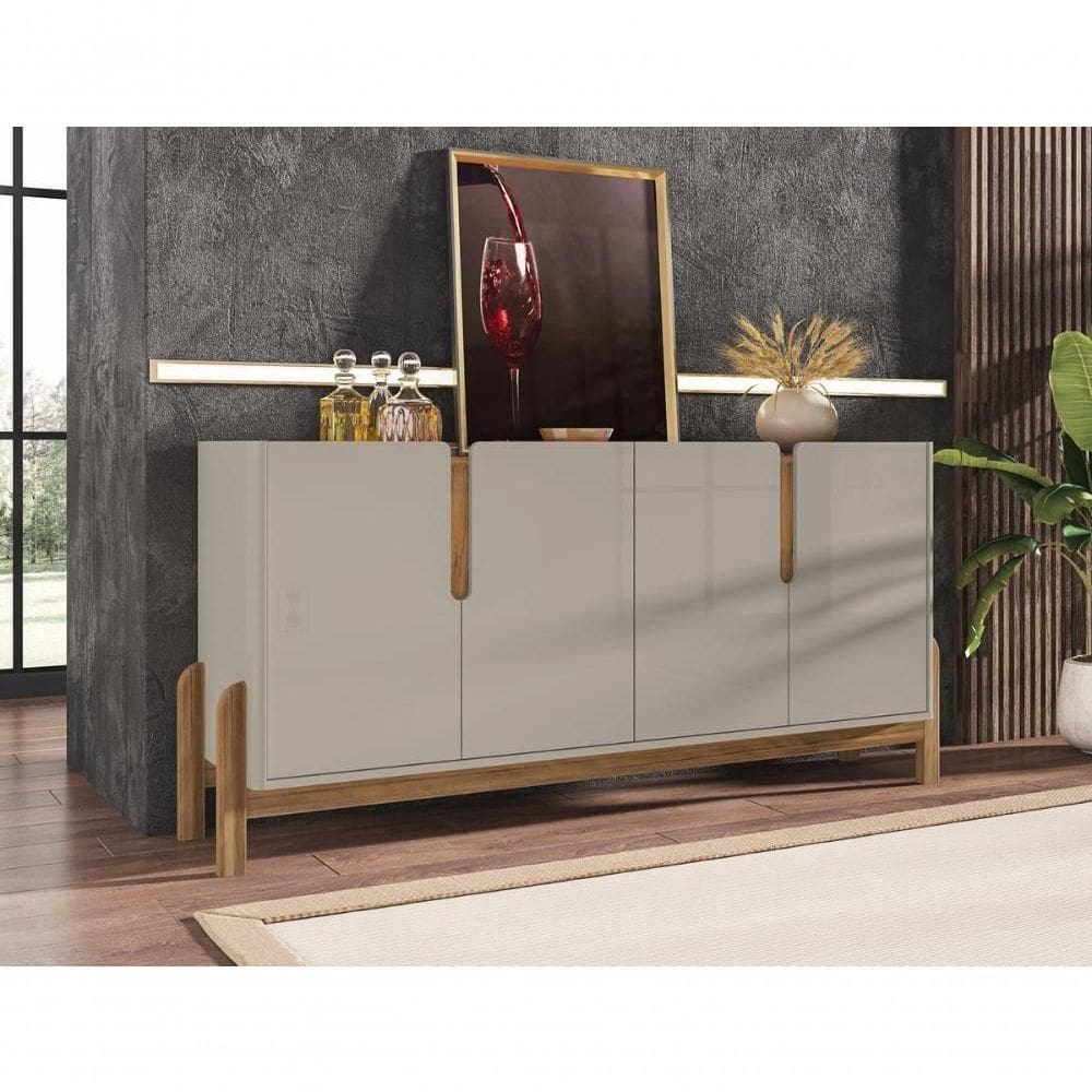 Buffet 4 Portas C/ Prateleiras Lizz 1,70 Off-white/cedro