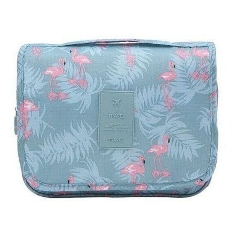Necessaire Em Nylon Organizadora Higiene Para Viagem Cor:Flamingo