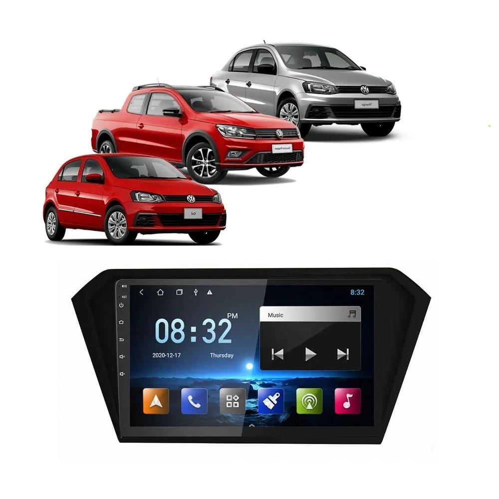 Kit Multimídia Gol Voyage Saveiro G7 2017 / 2025 Confort Highline 9 Pol Android 2/32GB Carplay - 915BR ROADSTAR