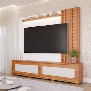 Estante Home para Tv 85 Polegadas 100% Mdf Marrocos Cinamomo/ Branco