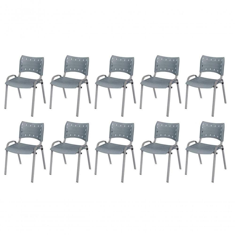 Cadeira Iso Base Cinza, Igreja, Escola, Escritório -cinza Kit 10 Peças