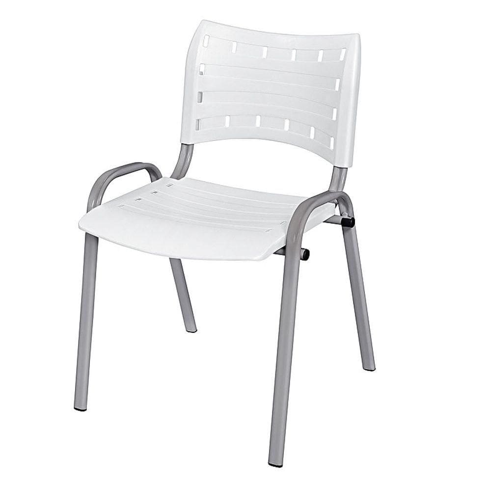 Cadeira Iso Base Cinza, Igreja, Escola, Escritório - Branco Kit 1 Peça