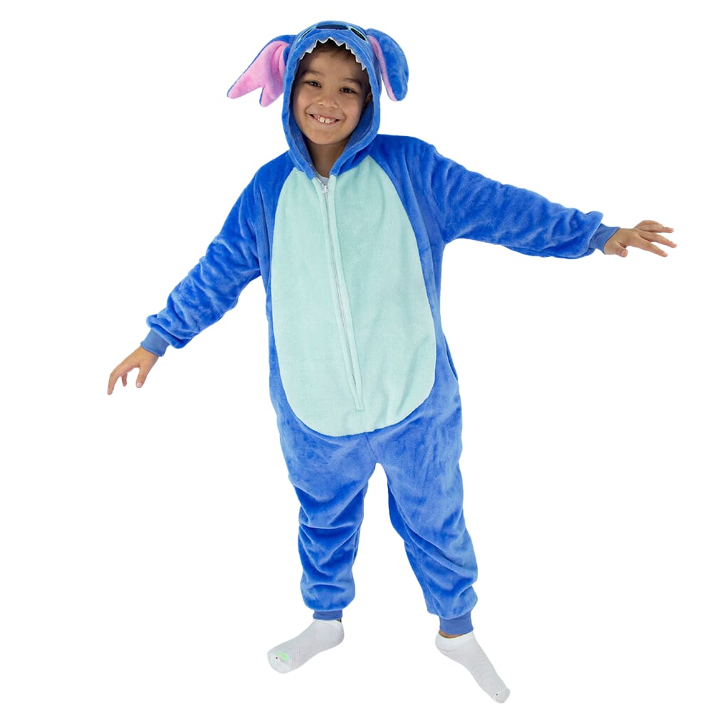 Stitch Macacão Kigurumi Pijama Roupa Fantasia Cosplay Inverno Infantil Oficial Disney