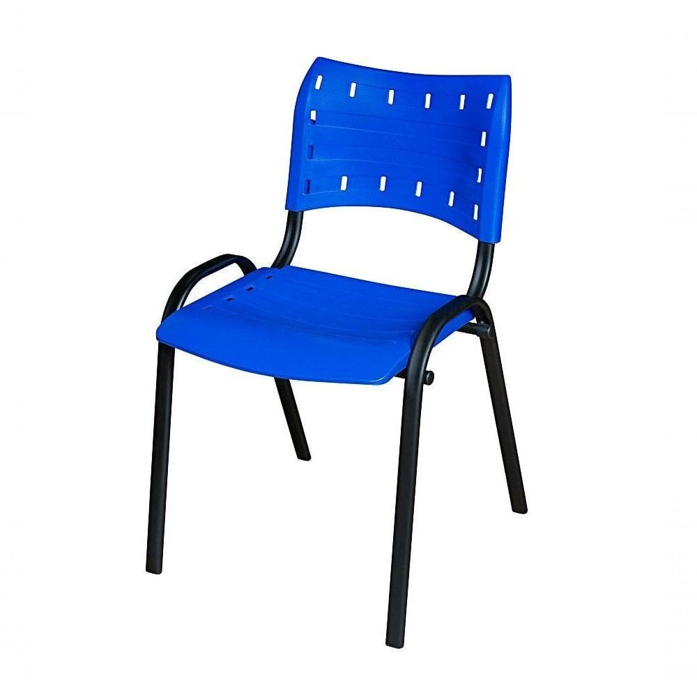Cadeira Iso Base Preto Igreja, Escola, Escritório - Azul - Kit 1 Peça