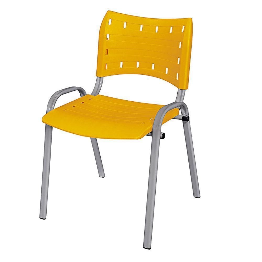 Cadeira Iso Base Cinza, Igreja, Escola, Escritório - Amarelo Kit 1 Peça