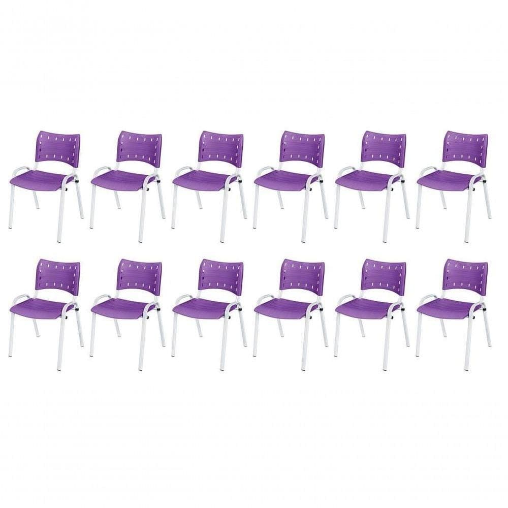 Cadeira Iso Base Branco Igreja, Escola, Escritório - Violeta Kit 12 Peças