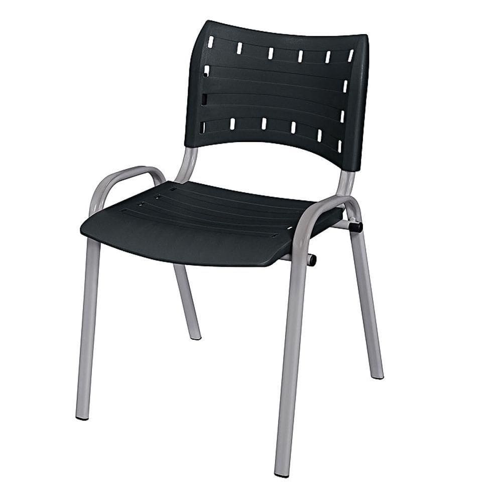 Cadeira Iso Base Cinza, Igreja, Escola, Escritório - Preto Kit 1 Peça
