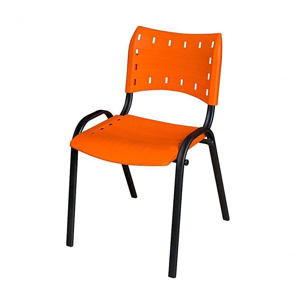 Cadeira Iso Base Preto Igreja, Escola, Escritório - Laranja Kit 1 Peça
