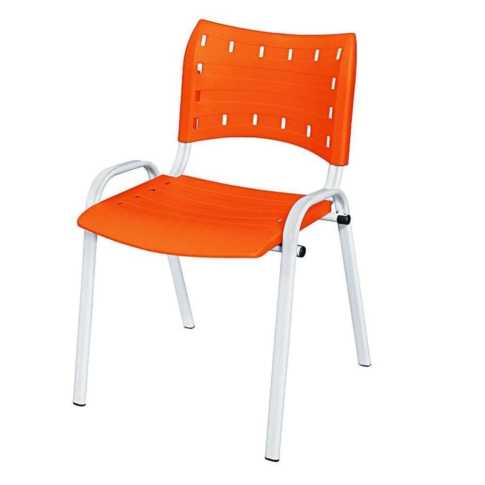 Cadeira Iso Base Branco Igreja, Escola, Escritório - Laranja Kit 1 Peça