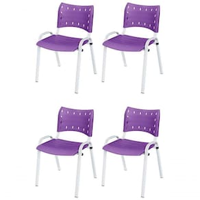 Cadeira Iso Base Branco Igreja, Escola, Escritório - Violeta Kit 4 Peças