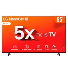 Smart TV NanoCell 65" Ultra HD 4K LG 65NANO80TSA 3 HDMI 2 USB Wi-Fi Bluetooth