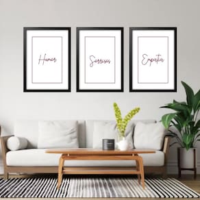 Kit 3 Quadros Grandes Humor Sorrisos E Empatia 60X48Cm
