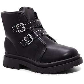 Bota Coturno Infantil Molekinha Com Fivela Menina - Preto