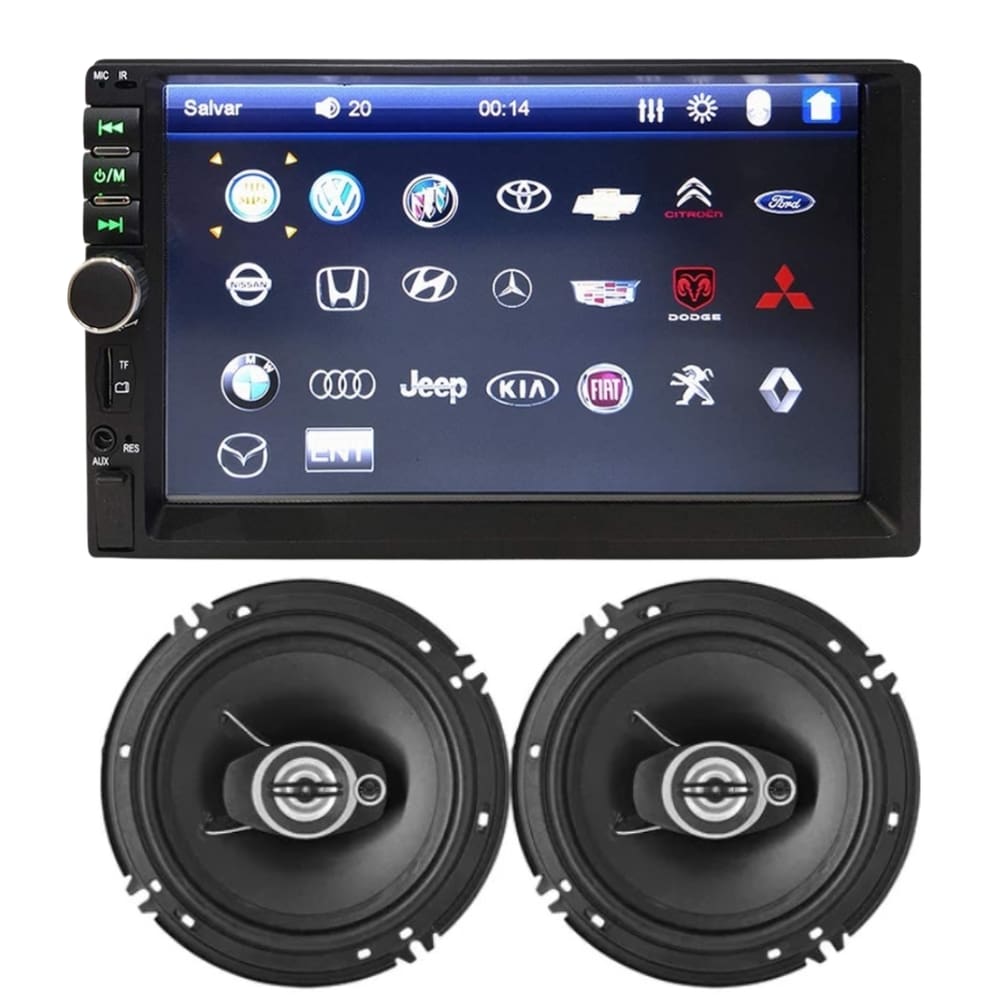 Kit Som Automotivo Mp5 2Din Androidauto Carplay e 2 Falantes 6 Polegadas 110w Rms