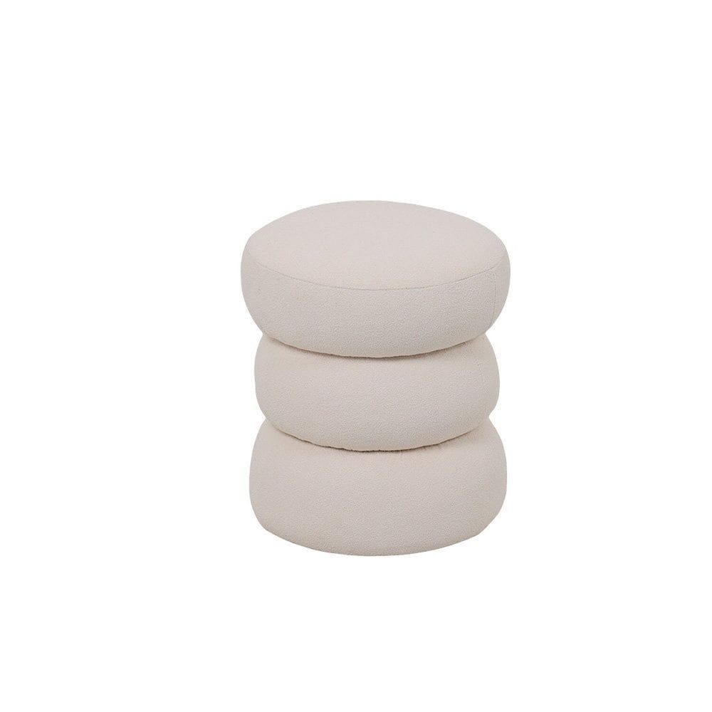 Puff para Sala de Estar Bouclê Alma Off White