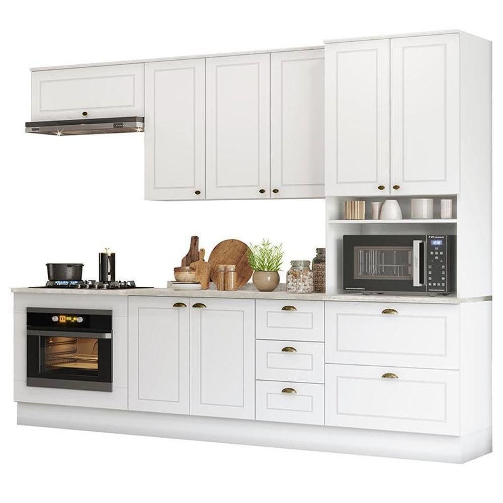 Cozinha Completa Americana 5 Peças Com Balcão Forno De Embutir Branco - Móveis Henn Branco