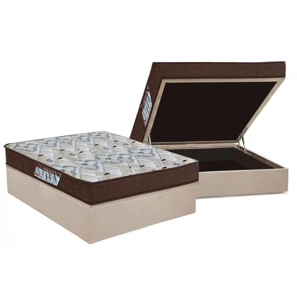 Cama Box Baú Casal Bege Colchão ISO 150 D45 - Ortobom