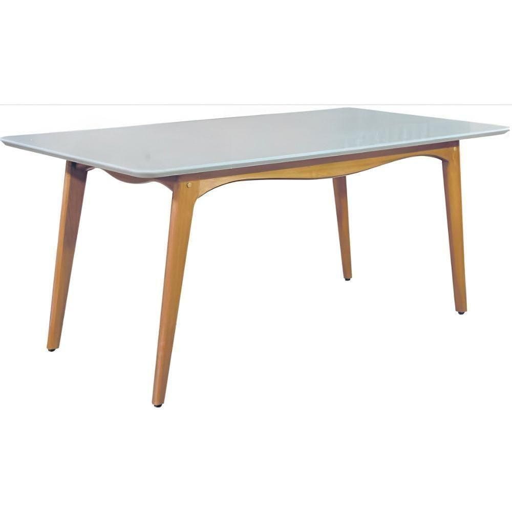 Mesa De Jantar Escócia Off White Com Pés Em Madeira 2 M