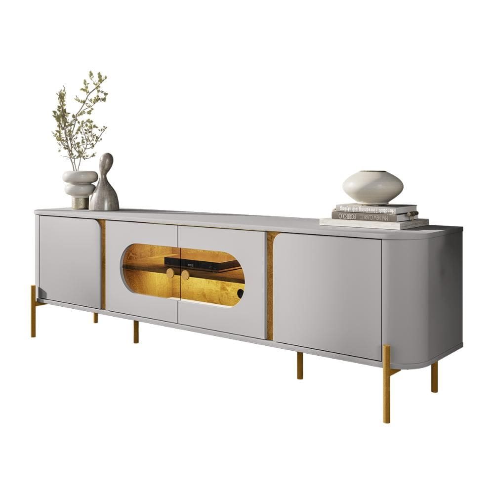 Rack Juquehy TV 75 Polegadas com 4 Portas e Pés Em Aço