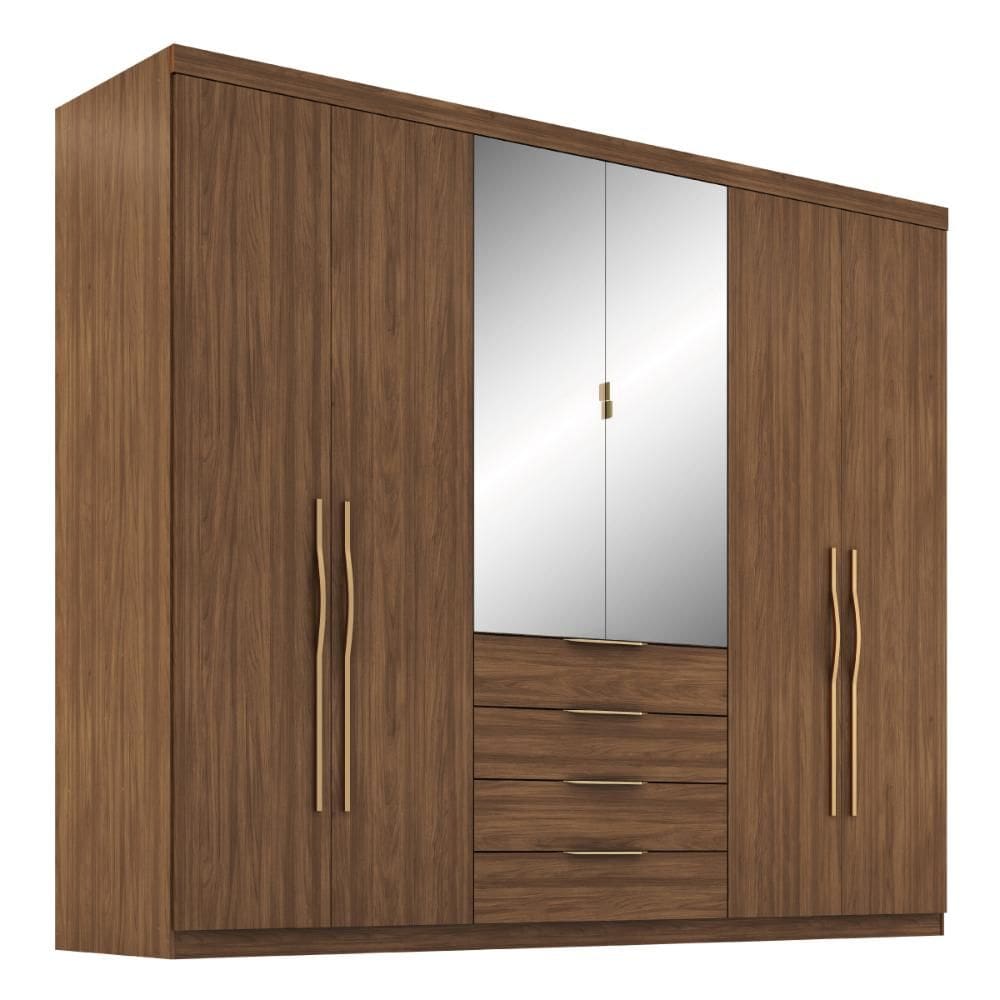 Guarda Roupa Giardino Casal Quarto com 6 Portas e 4 Gavetas