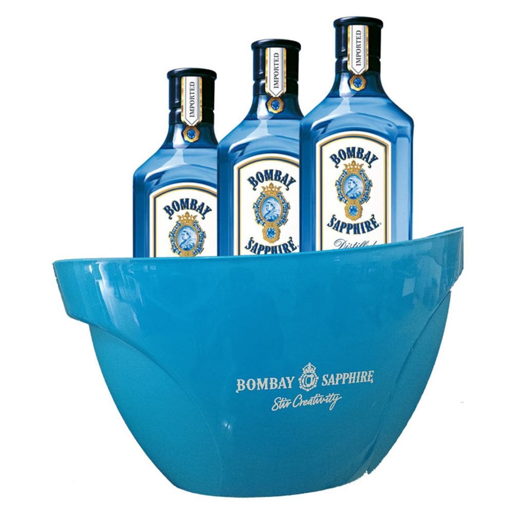 Kit 3 unid. Gin Bombay Sapphire 750ml + 1 Balde de Gelo Personalizado (Stir Creativity)