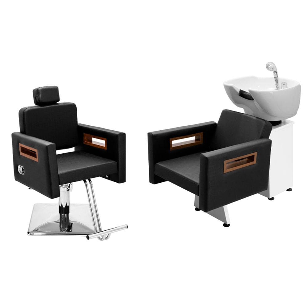 Kit Salão de Beleza 1 Cadeira Reclinável Quadrada + 1 Lavatório Tunísia