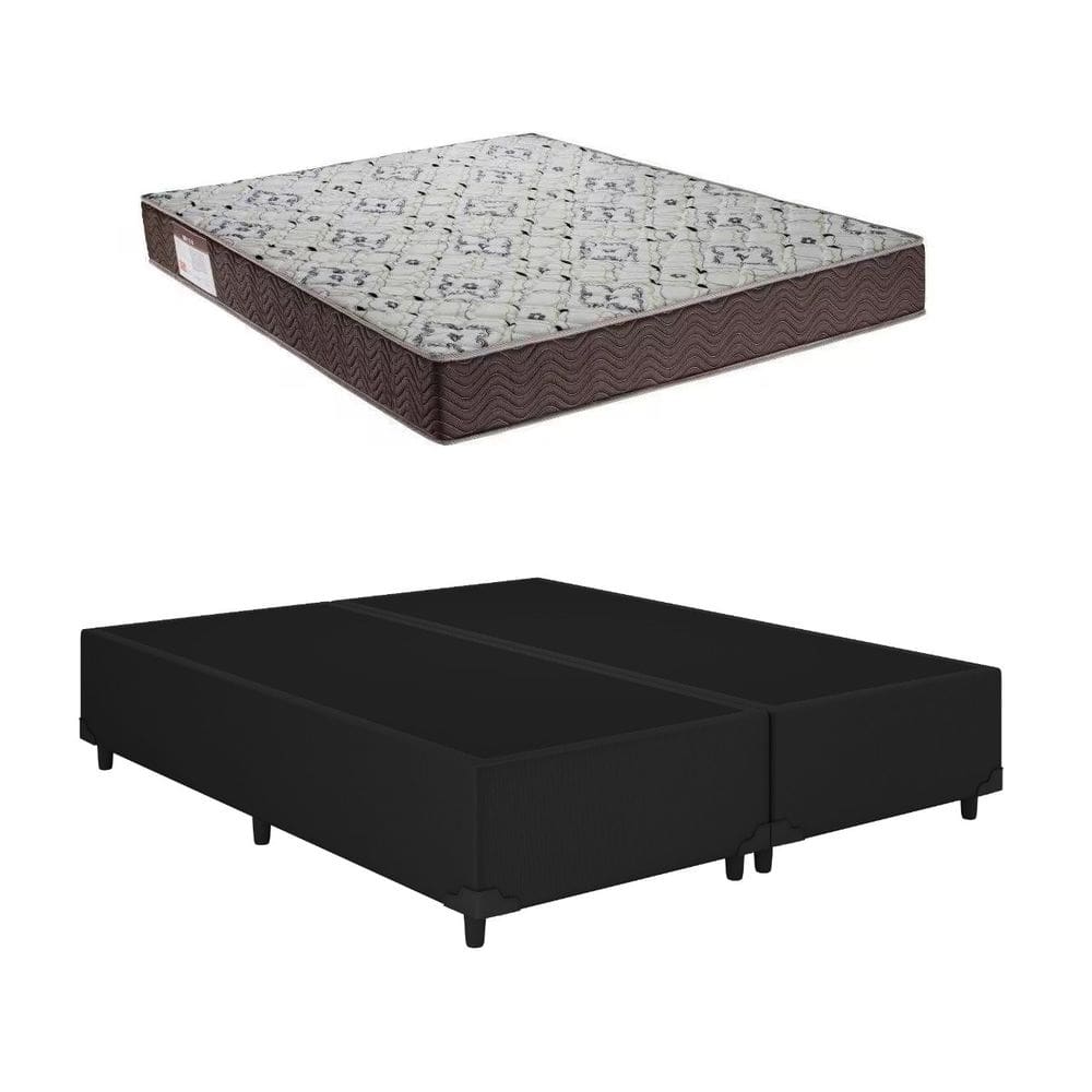 Cama Base Box Casal Bipartido Preto Colchão ISO 150 D45 - Ortobom