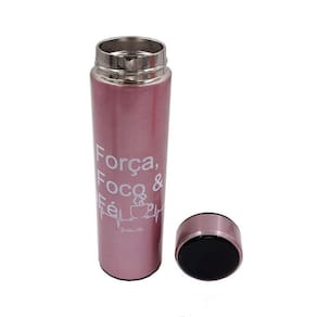 Garrafa Termômetro Térmica Inox Display Led A Vácuo Rosa
