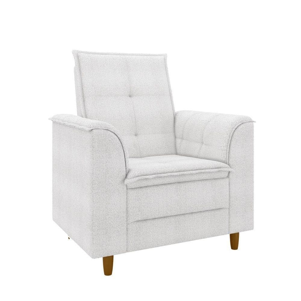 Poltrona Decorativa Estofada Confortável Sala Isis Bouclê Cor:off White