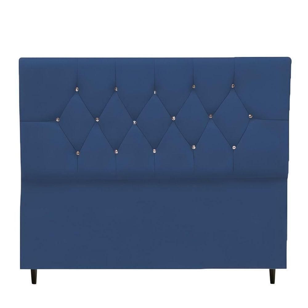 Cabeceira Estofada Cama Box Solteiro 90 Cm Suede Nina Cor:azul Marinho