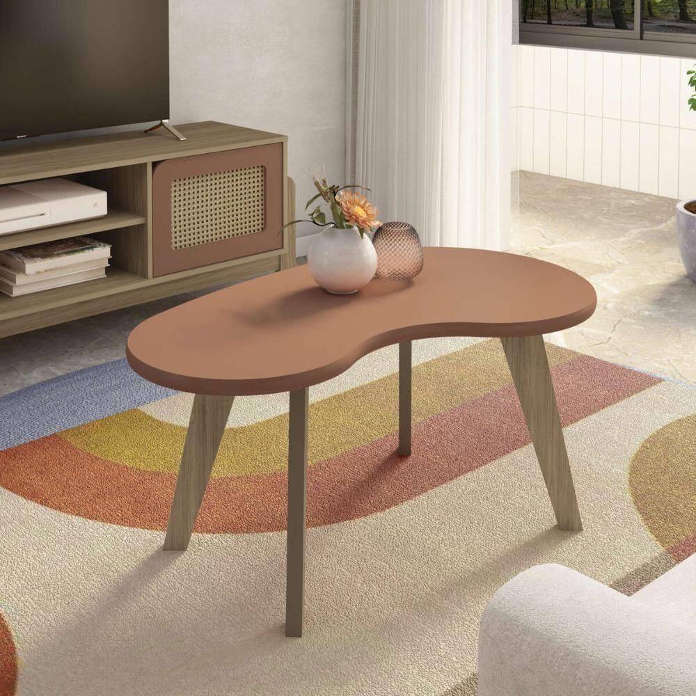 Mesa De Centro 91cm Com Pés Retrô Multimóveis Cr45312 Terracota
