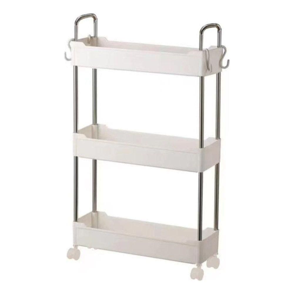 Prateleira Branca Multiuso Com 3 Andares Com Rodinhas 360°
