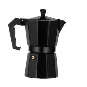 Cafeteira Italiana Preta Black 6 Xícaras Espresso Luxo Alumínio Grande Manual