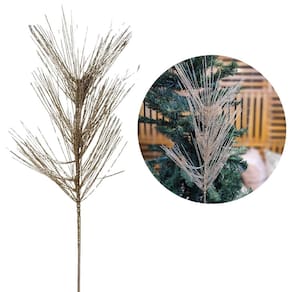 Galho Decorativo Haste Flor de Natal Longas e Finas Champanhe 60cm - Bela Flor