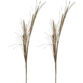Jogo 2 Galhos Natalino Decorativo Haste Ramos Glitter Champanhe 60cm - Bela Flor