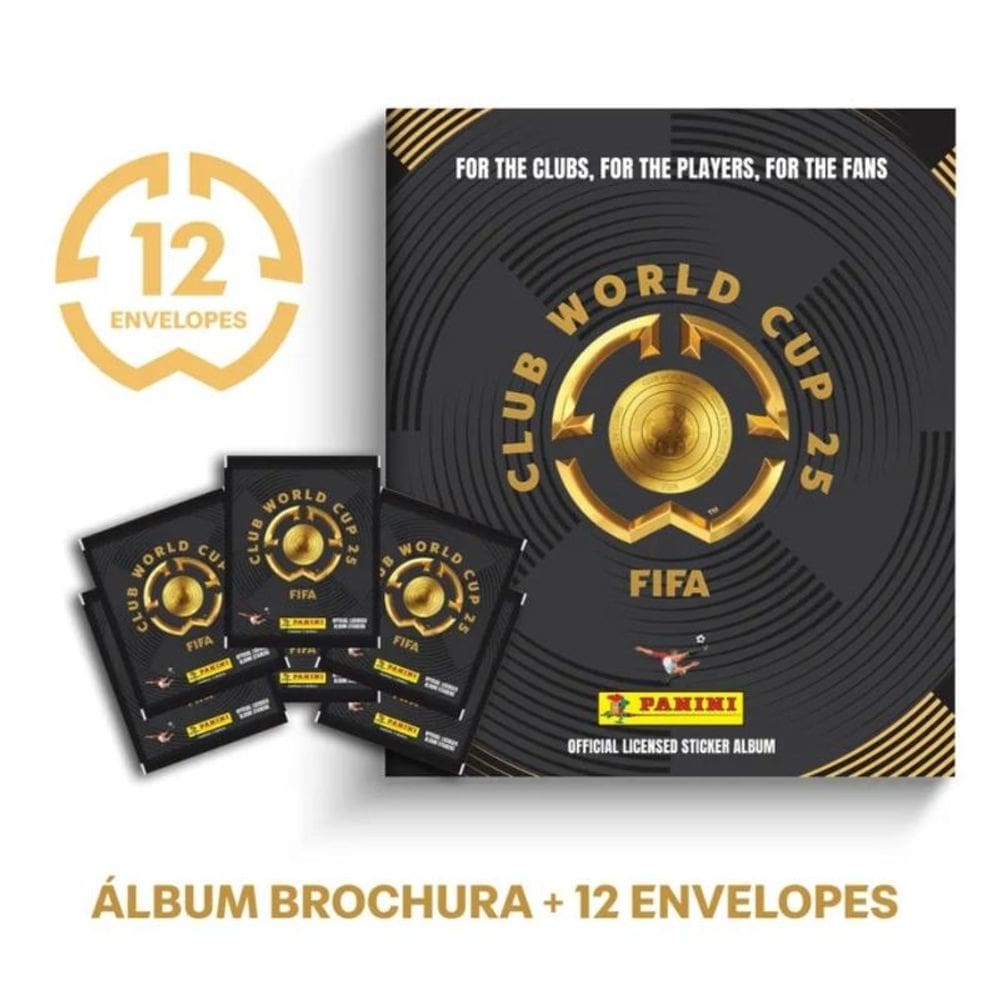 Kit C/ 1 Álbum Brochura + 12 Envelopes de Figurinhas Fifa World Cup 2025