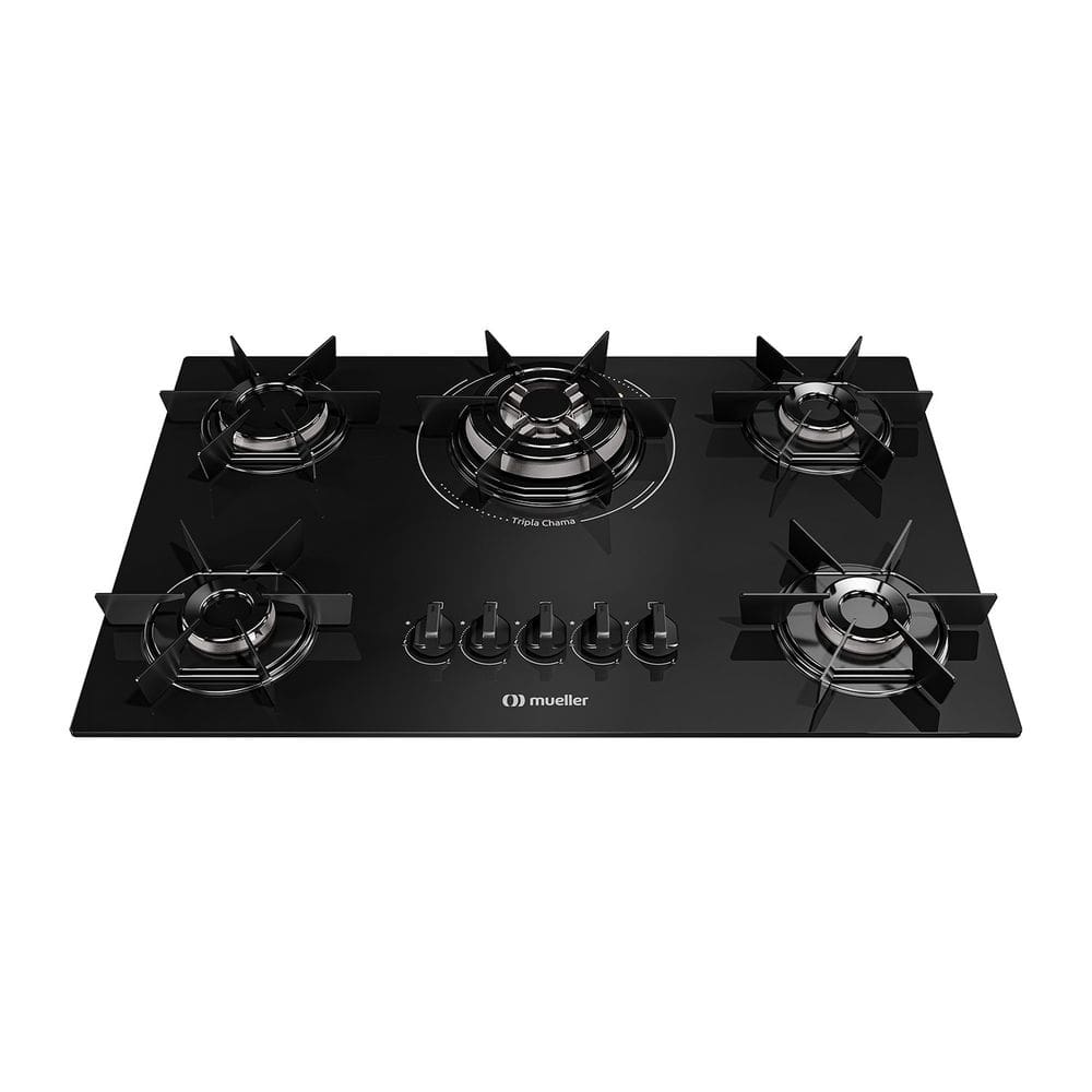 Cooktop Mueller 5 Bocas com Queimador Tripla Chama MCG5BC Bivolt