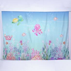 Painel de Festa Retangular Fundo do Mar de 6,00x3,00m - Fera Print