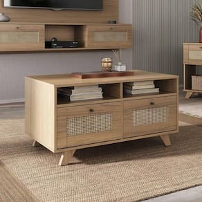 Mesa De Centro Retangular 2 Gavetas 91cm Retrô Multimóveis Cr45313 Carvalho