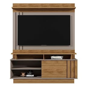 Estante Home Goiás 150cm Grigio Fosco-amêndoa Para Até 55? - Mobler Grigio Fosco-amêndoa