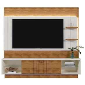 Estante Home Guaíba 200cm Off White-amêndoa Para Até 65? - Mobler Off White-amêndoa
