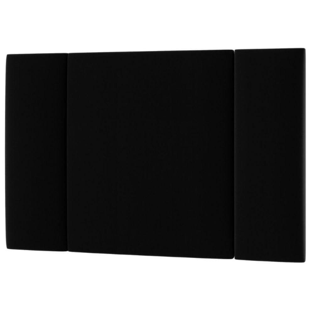 Cabeceira Estofada Iluminação Led Glow Cama Solteiro 90 Cm veludo Preto