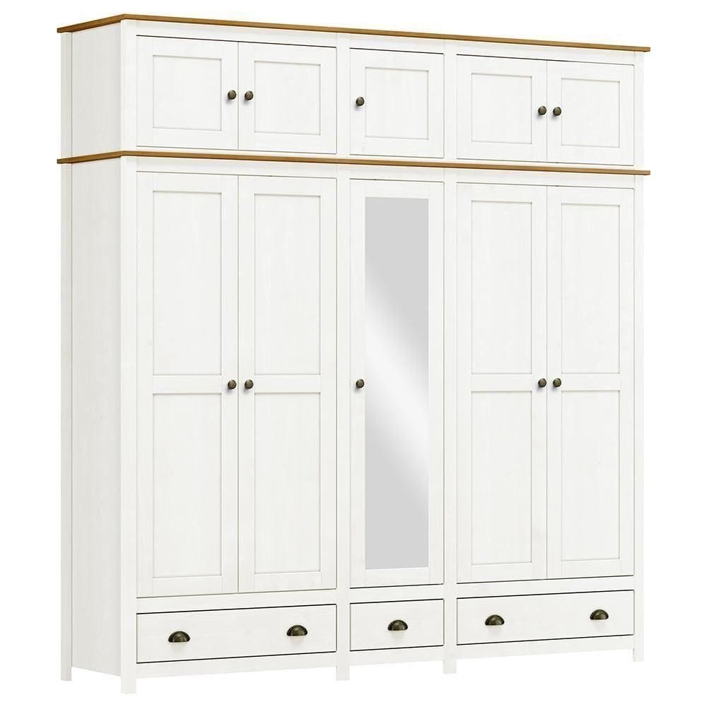 Guarda Roupa Casal Topázio 10 Portas E 3 Gavetas Branco-freijó Com Espelho - Finestra Móveis Branco-freijó