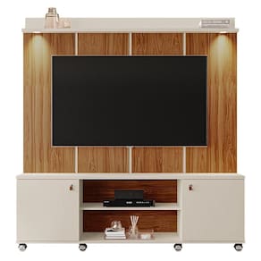 Estante Home Madison 160cm Pérola Metalizado-cinamomo Mel Para Até 70? - Mobler Pérola Metalizado-cinamomo Mel
