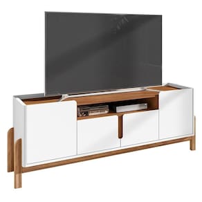 Rack Bancada Lizz 190cm Branco-cedro Para Até 60? - Casa D Branco-cedro
