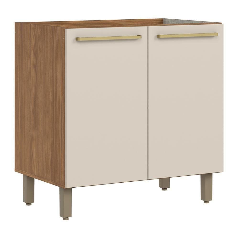 Balcão De Cozinha Requinte 80cm 2 Portas Nature-areia Sem Tampo - Móveis Henn Nature-areia