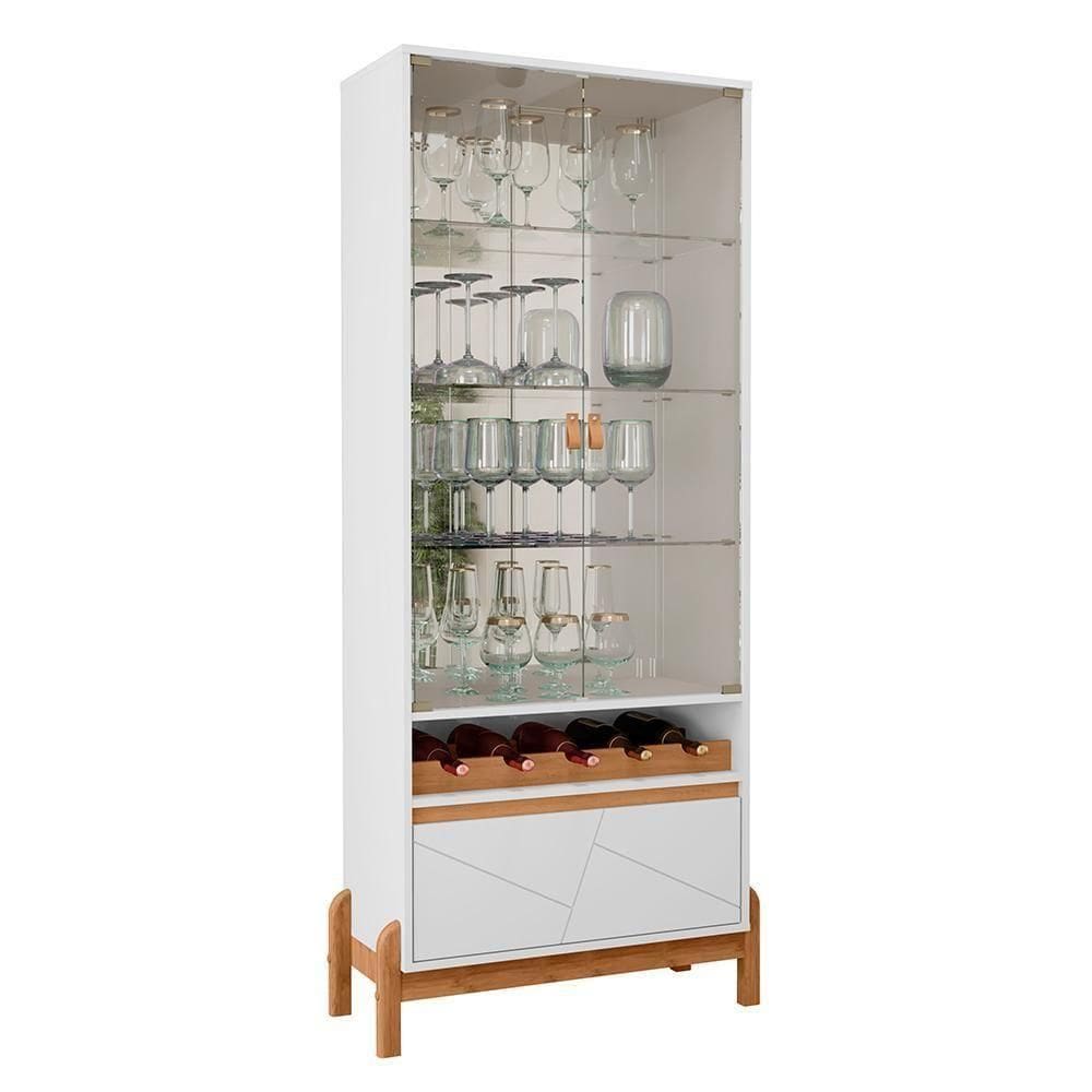 Cristaleira Bari 2 Portas E 1 Gaveta Com Adega Branco-cedro - Casa D Branco-cedro
