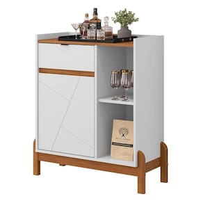 Aparador Bar Bari 1 Porta E 1 Gaveta Branco-cedro - Casa D Branco-cedro