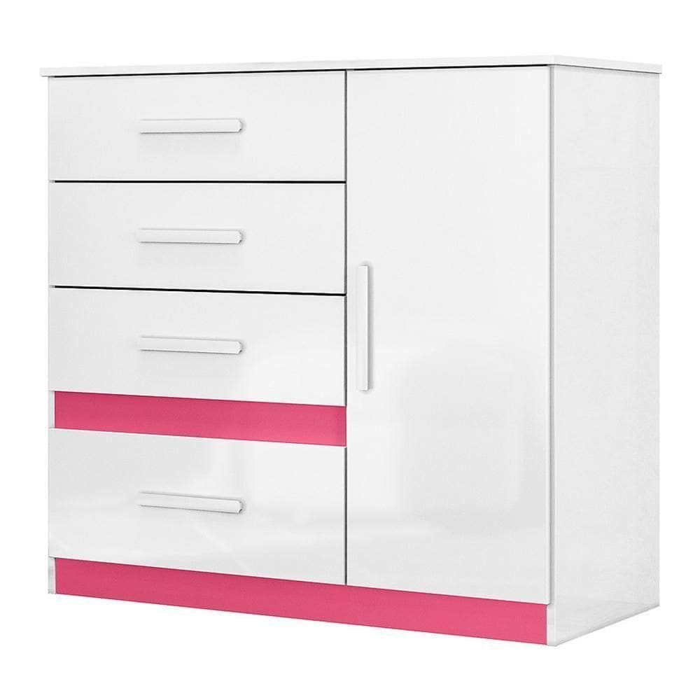 Cômoda Sapateira Vênus 1 Porta E 4 Gavetas Branco-rosa - Moval Branco-rosa